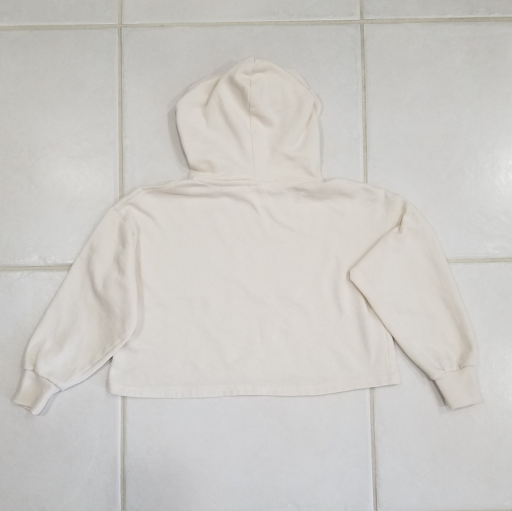 Zara "Sunday Tour" Girls Cropped Hooded Sweatshirt in Ecru 9 - Picture 8 of 12